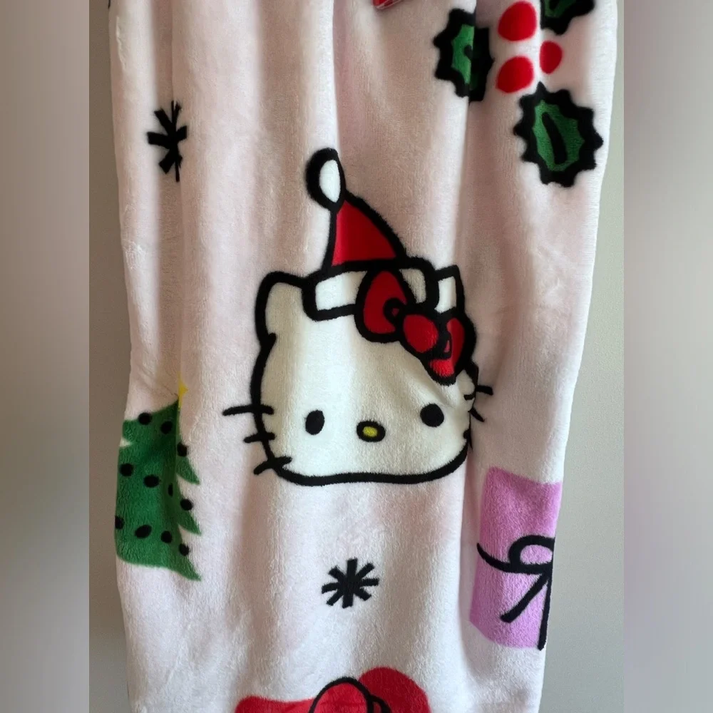 HELLO KITTY‎ Holiday Christmas Pink Plush Throw Blanket 60x70 NWT
